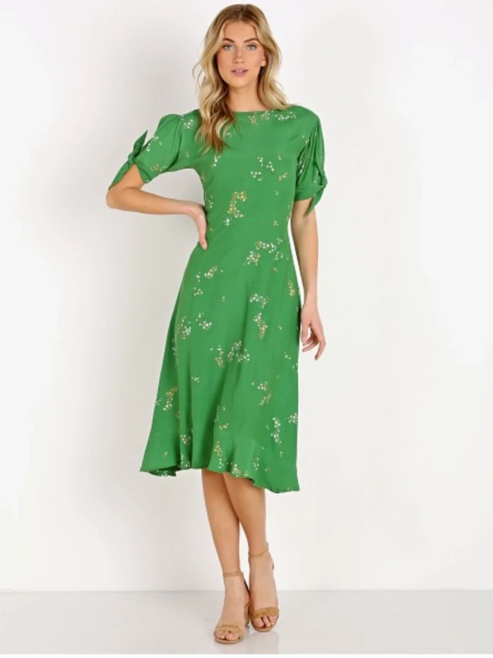 Faithfull The Brand Emilia Midi Dress Myrtille Floral Print Green L - Picture 6 of 12